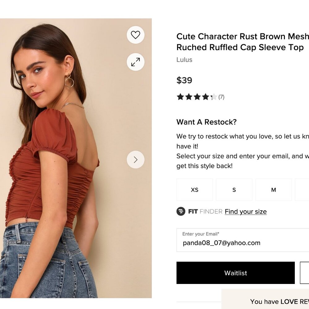Lulus Woman Crop Top, Rust Brown Mesh Ruched Ruffled Cap Sleeve Top, Size M